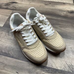 Steve Madden Kinkade Taupe Woven Lace-Up Sneakers Women’s Size 10